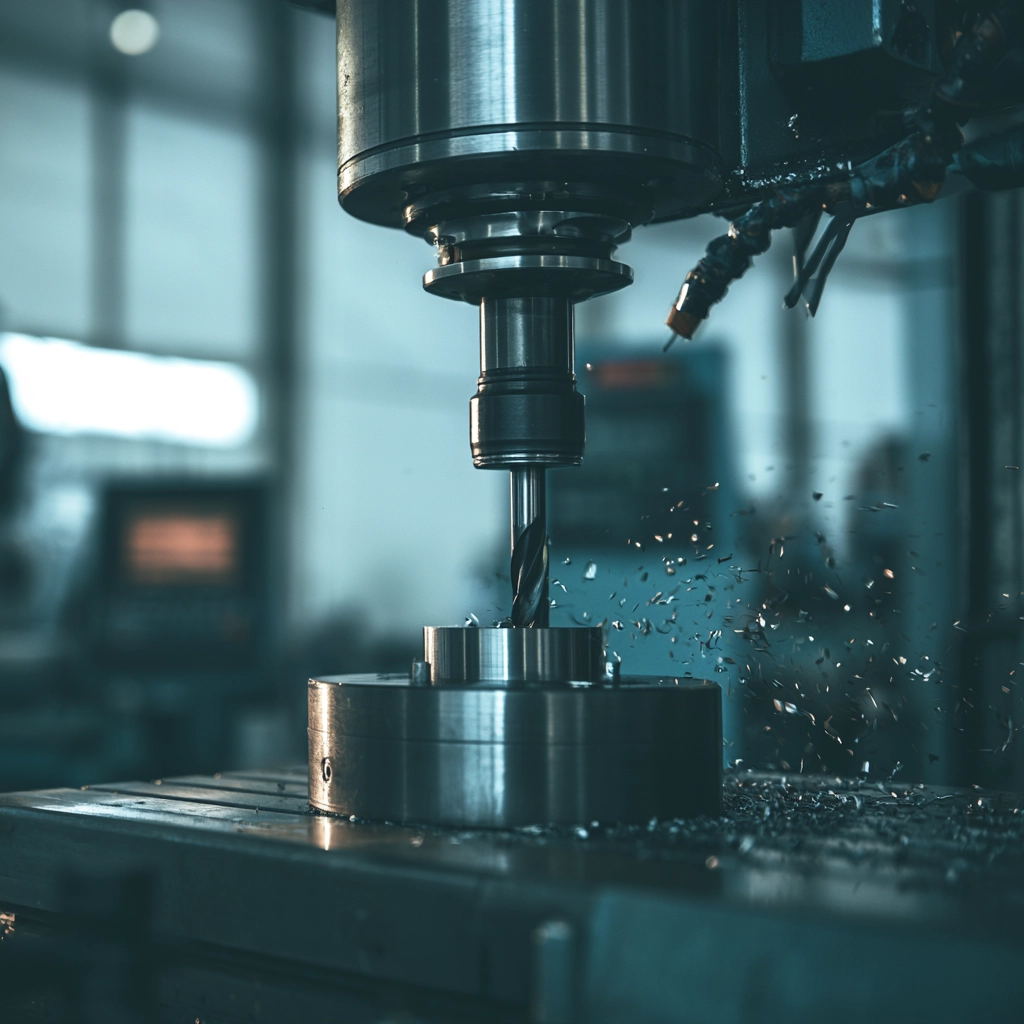CNC milling machine cutting metal using the correct spindle speed calculated with an SFM to RPM calculator